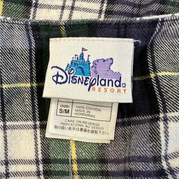 Disneyland Resort Pajama Dress Mickey  Mouse Plaid blue and green SZ S Cotton - Picture 4 of 4
